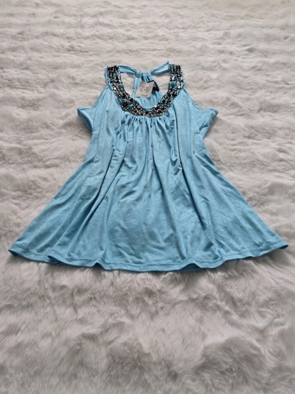 Blue beaded Racer Back Top - Picture 8 of 8